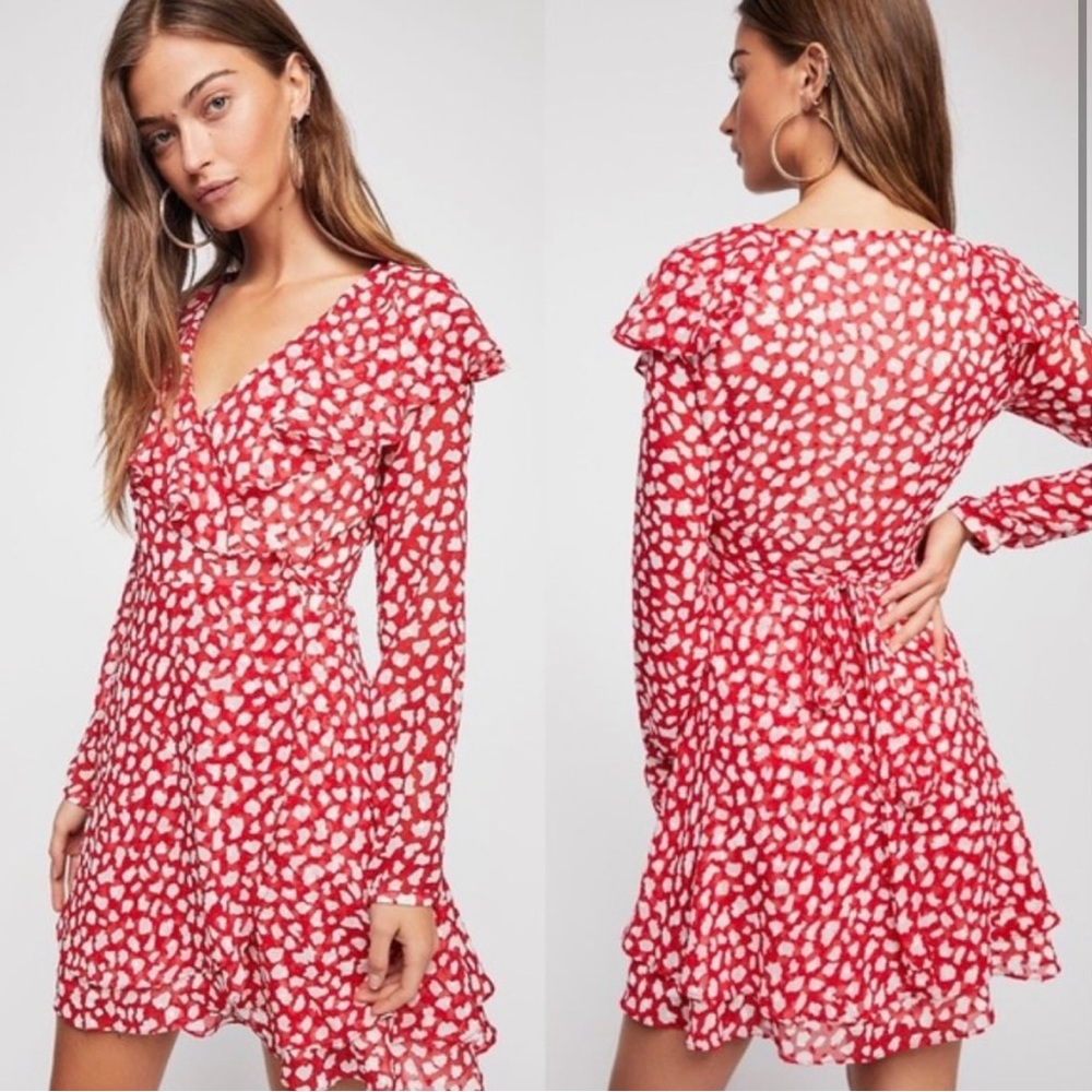 NWT Free People Red Frenchie Wrap Dress